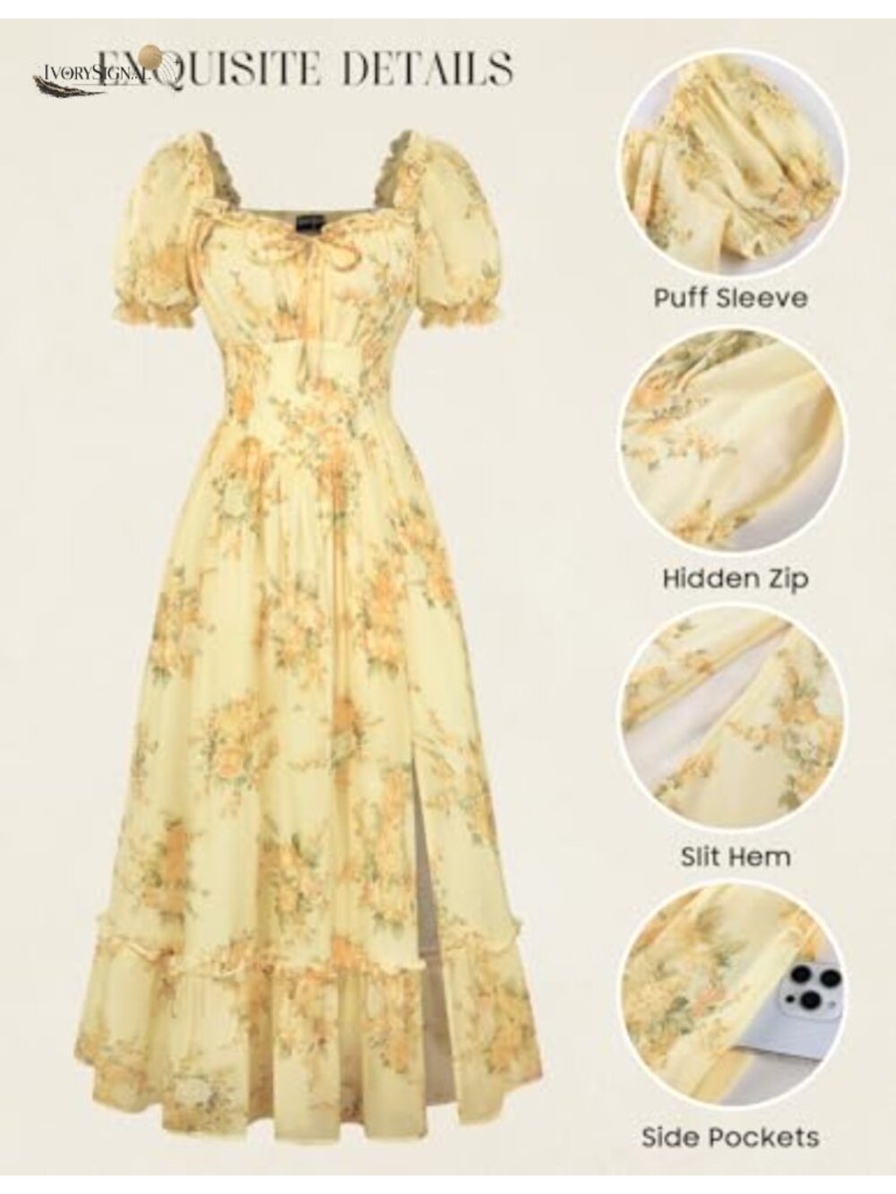 Floral Corset Midi Dress Puff Sleeve Off Shoulder A-Line Summer - Picture 4 of 6